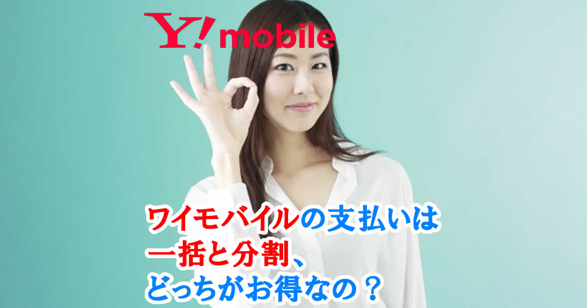ワイモバイルの支払いは一括と分割、どっちがお得なの？